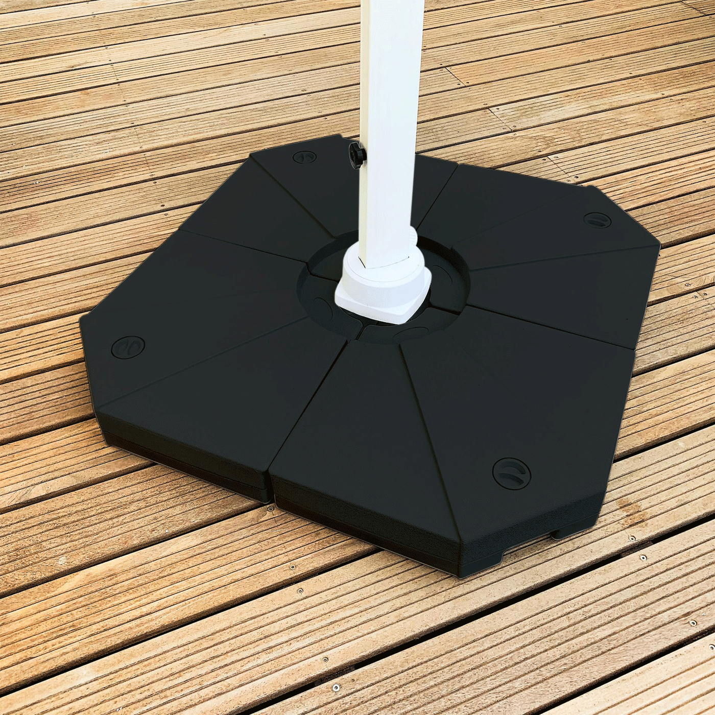 Dalles noires pour parasol 20L, lot de 4 dalles en plastique robuste de la marque Meublot.