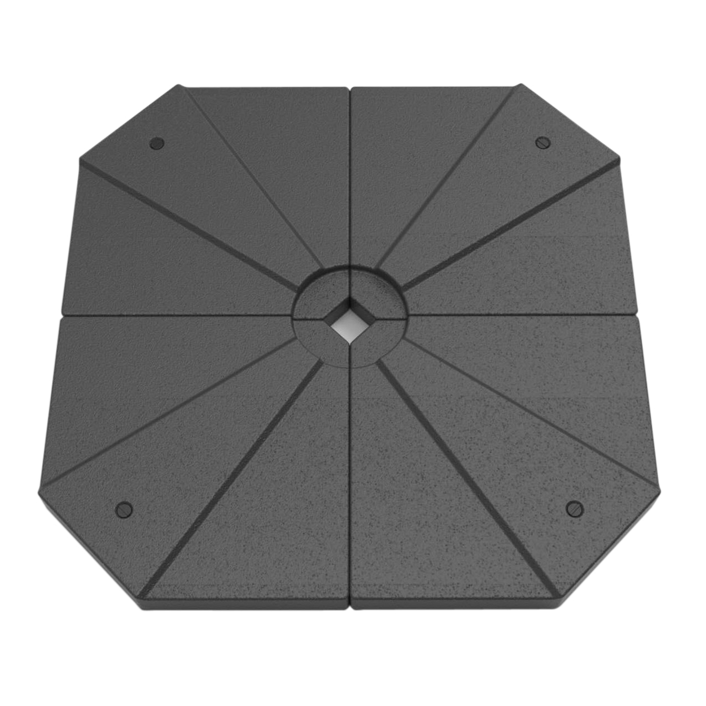 Dalles noires pour parasol 20L de la marque Meublot, lot de 4, avec surface en plastique solide pour stabiliser le parasol.