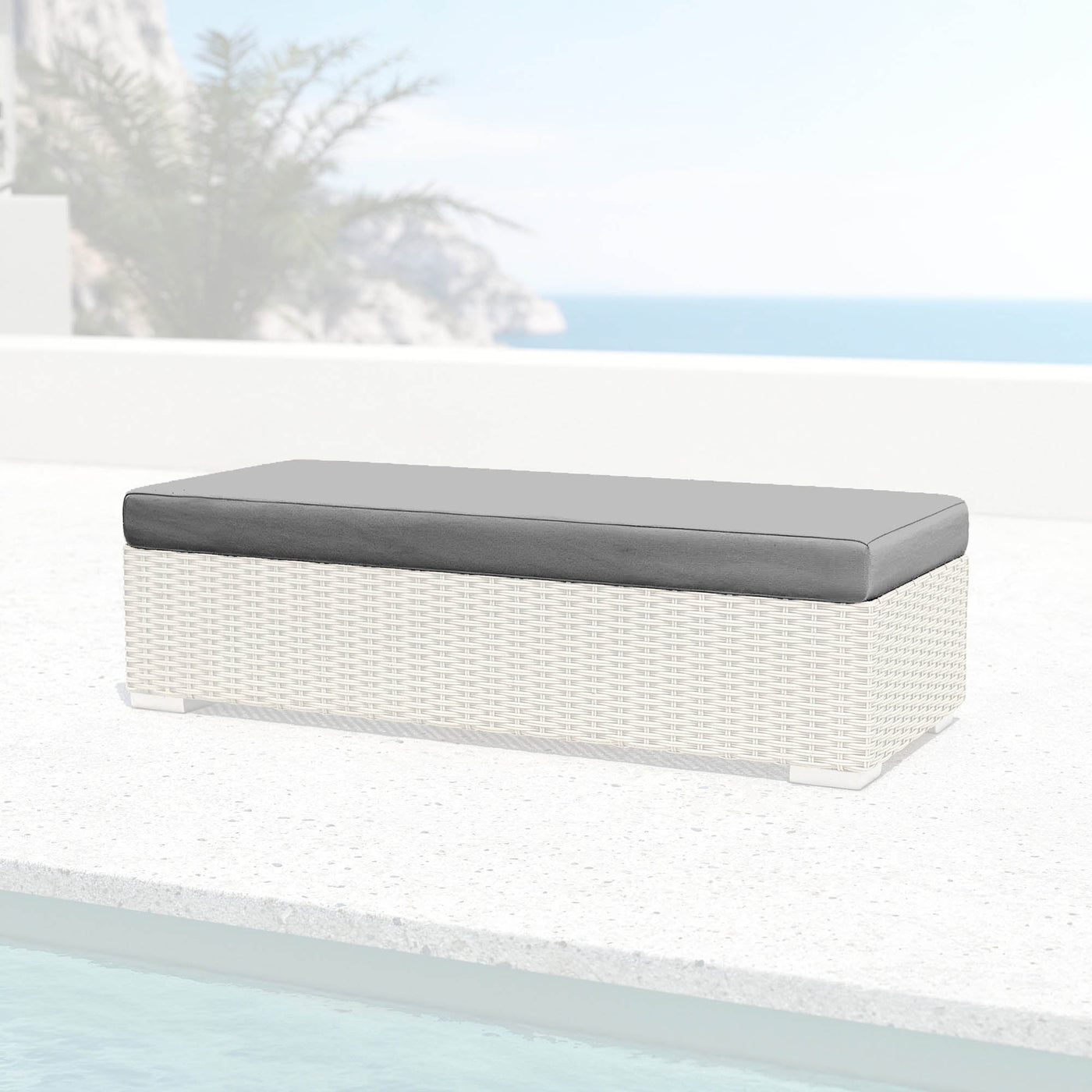 Housse de coussin pour banquette 2 places Palma, tissu gris anthracite, par Meublot, idéale pour confort et décoration.