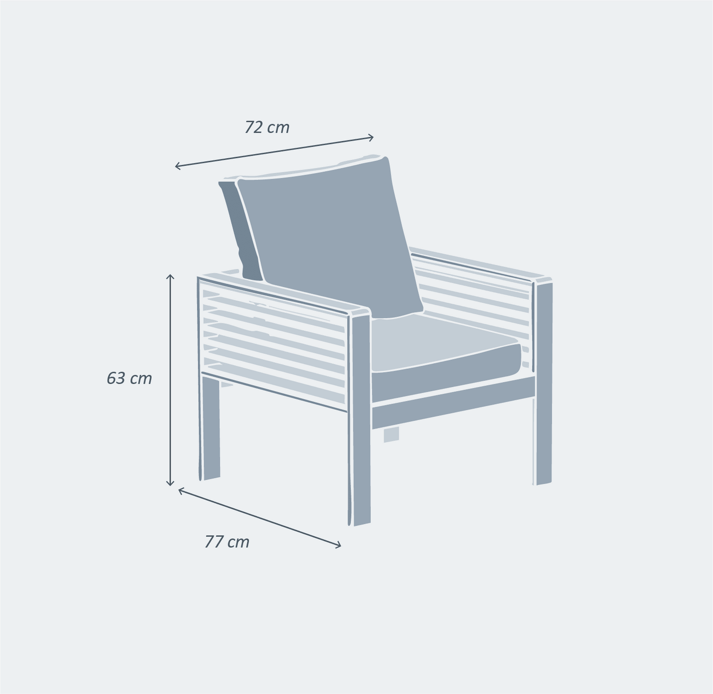 Fauteuil de salon de jardin Bali 5 places de la marque Meublot, avec coussins confortables et design moderne.