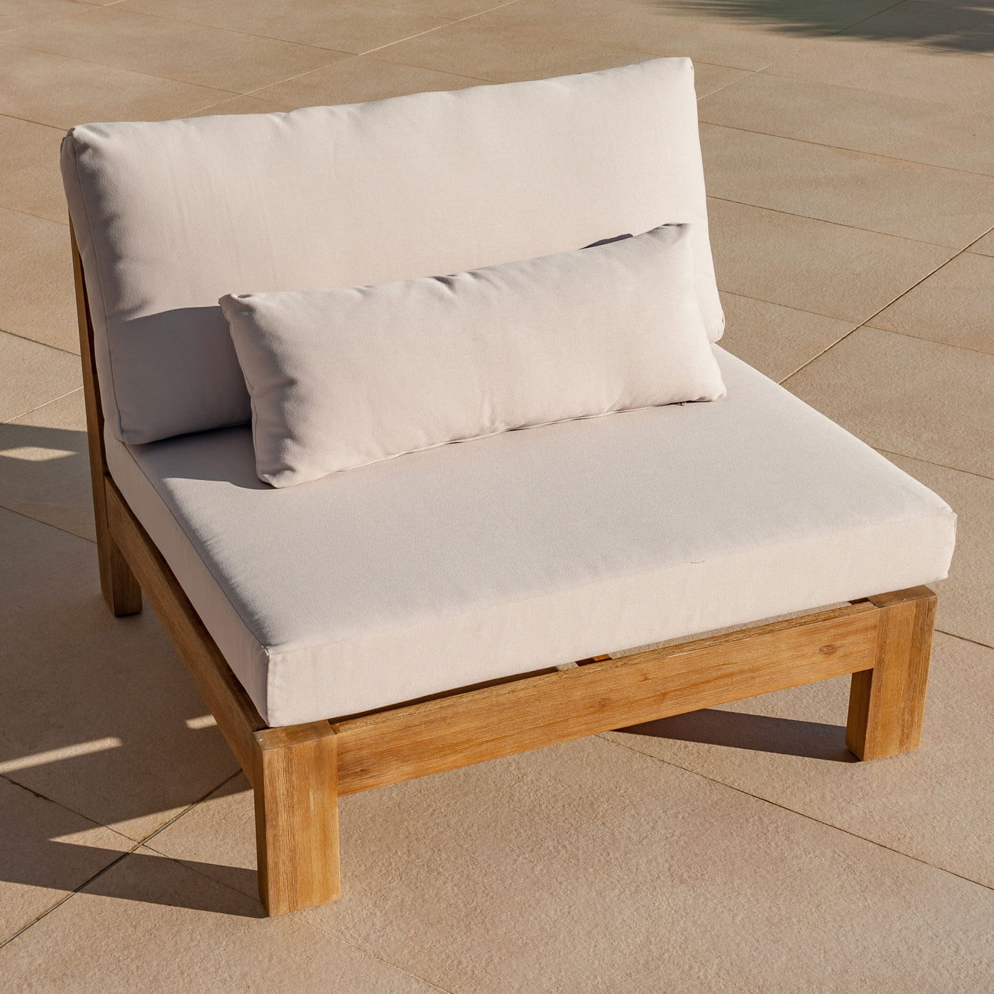 Fauteuil de salon de jardin d'angle Bornéo pour 7 places, mobilier d'extérieur Meublot, avec coussins et structure en résine tressée