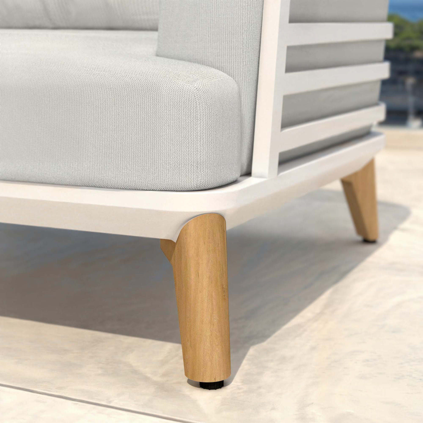 Salon de jardin Monte Carlo Meublot pour 4 personnes avec table et chaises en blanc et gris nuage, idéal pour l’extérieur.