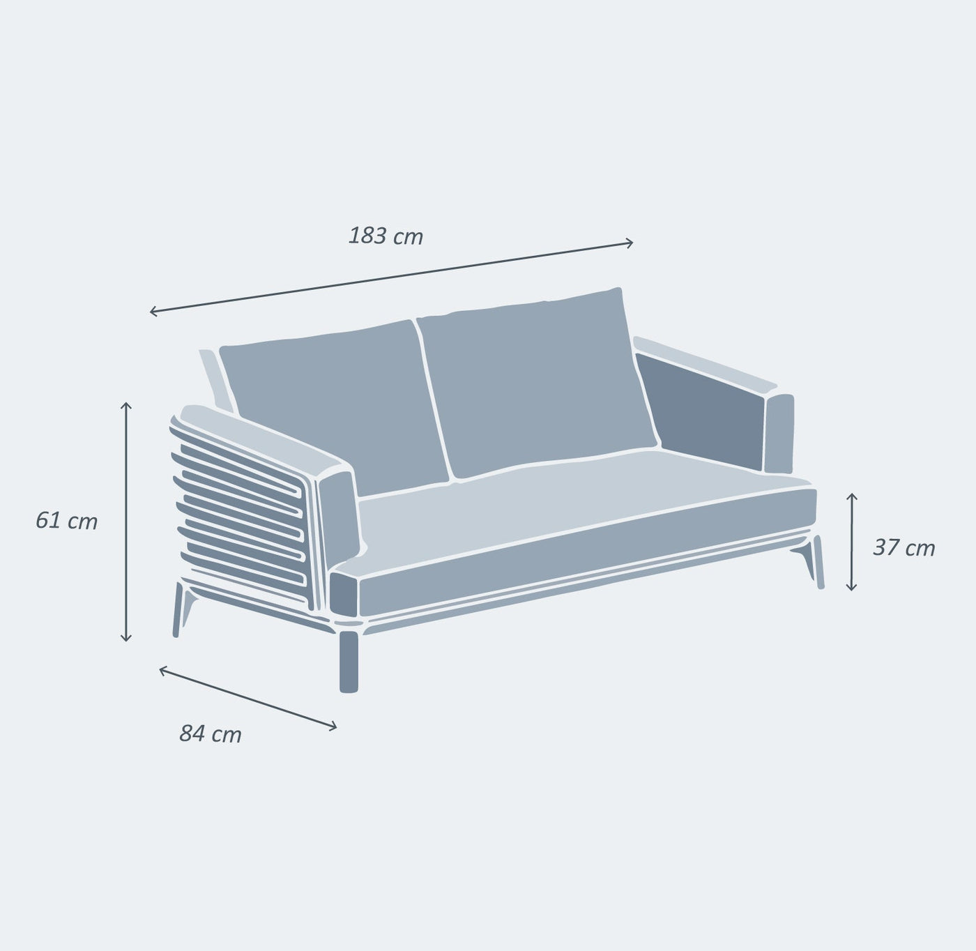 Canapé de jardin Monte Carlo 7 places de la marque Meublot, avec coussins confortables et structure en acier.