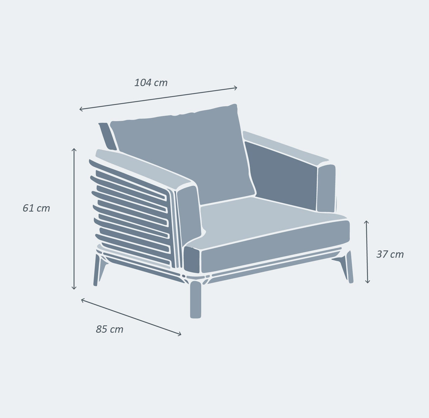 Fauteuil de jardin Monte Carlo pour 9 personnes, mobilier d'extérieur Meublot avec coussins confortables.