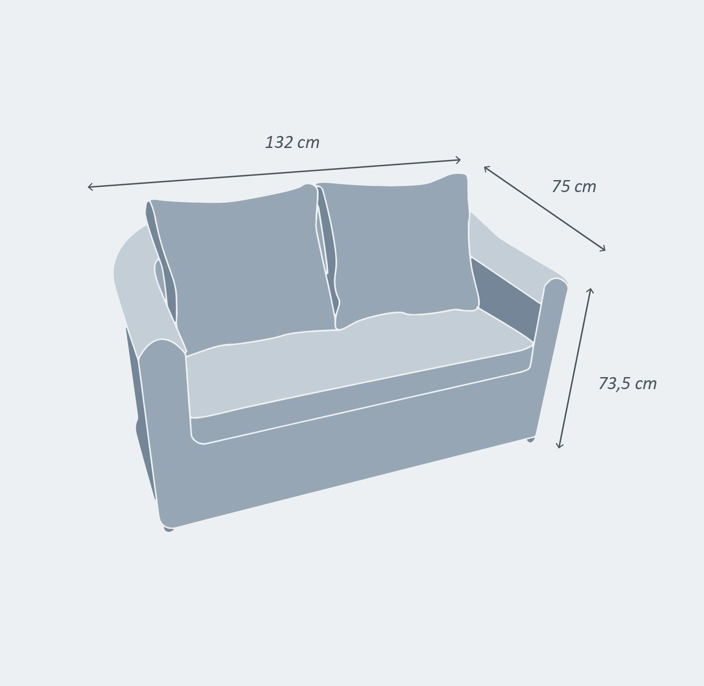 Canapé de jardin 2 places Meublot Calvi avec coussins confortables et structure en matériau résistant, idéal pour l'extérieur.