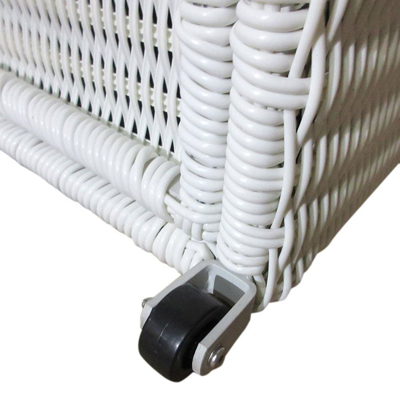 Coffre de rangement Calvi blanc, coffre de jardin en plastique avec espace de stockage extérieur, par Meublot.