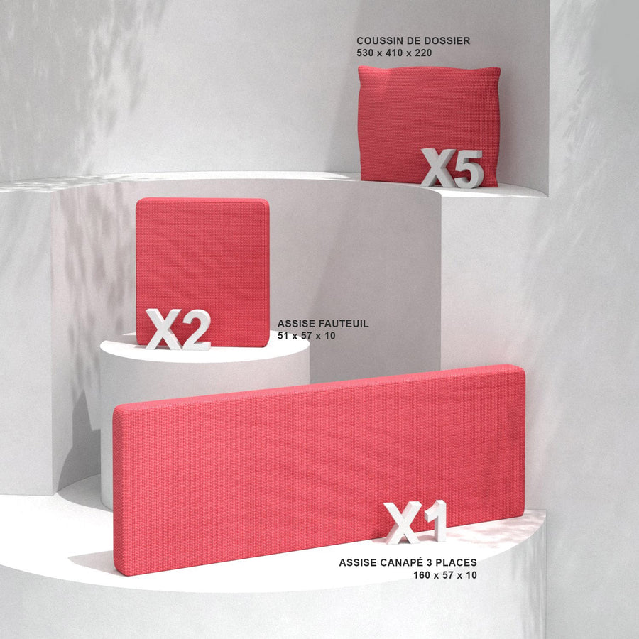 Coussins de remplacement pour salon de jardin Calvi 5 places