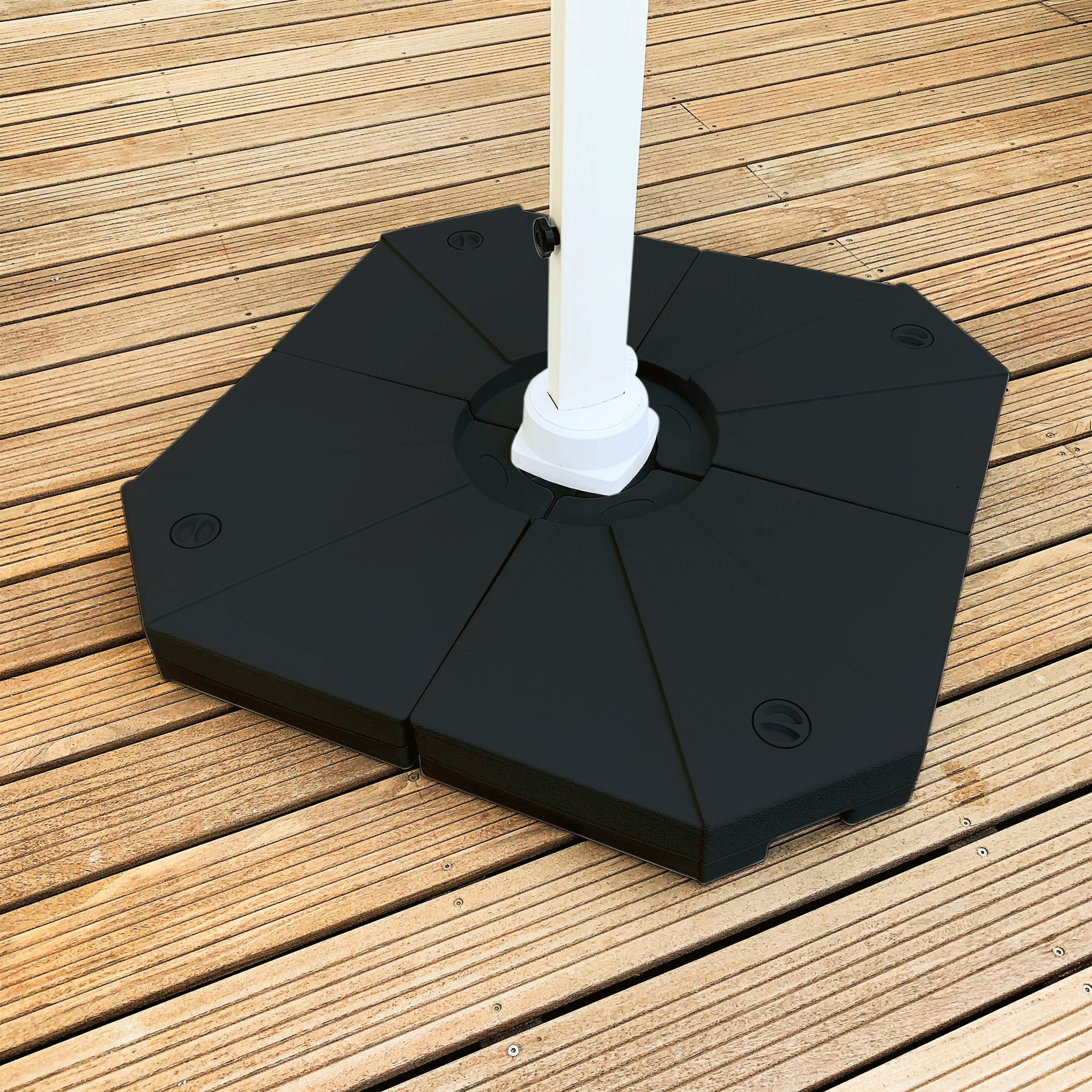 Dalles noires pour parasol 20L, lot de 4 dalles en plastique robuste de la marque Meublot.