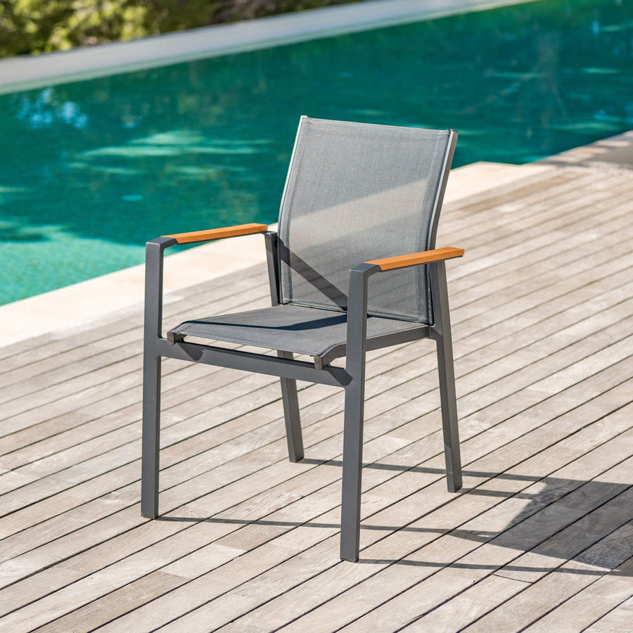 Fauteuil de jardin aluminium/bois Bali