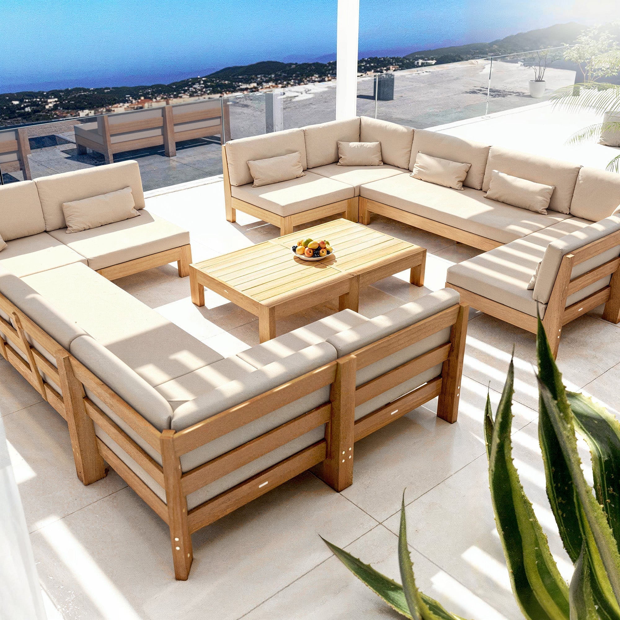 Fauteuil de jardin Bornéo de Meublot en tissu beige, avec structure en métal, idéal pour l'extérieur.