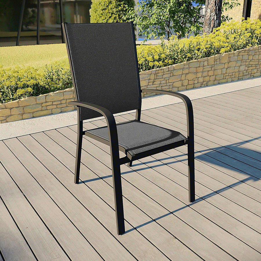 Fauteuil de jardin haut alu empilable Murano