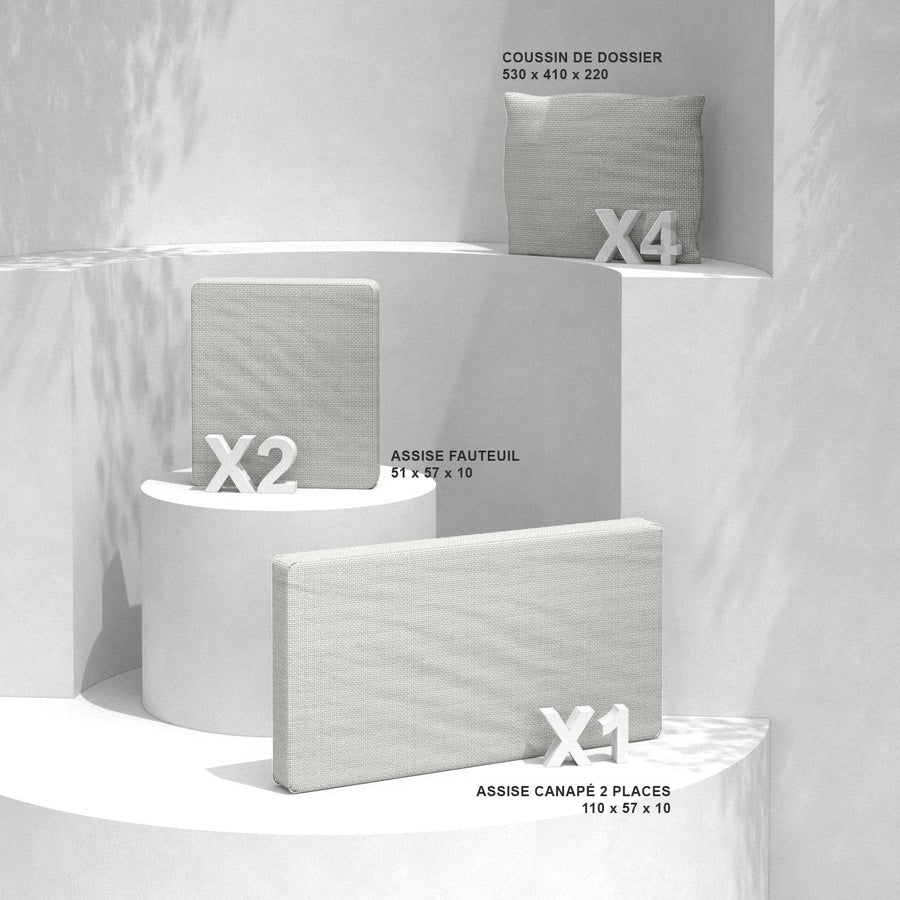 Housse de coussins de remplacement pour salon de jardin Calvi 4 places