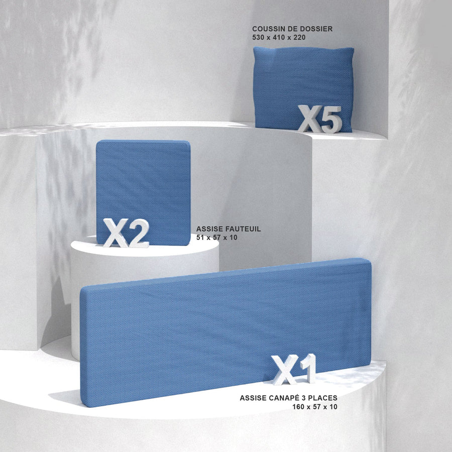 Housse de coussins de remplacement pour salon de jardin Calvi 5 places
