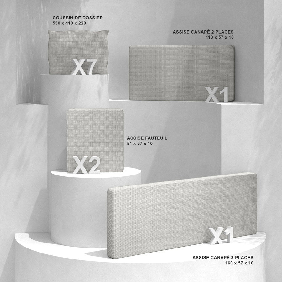 Housse de coussins de remplacement pour salon de jardin Calvi 7 places