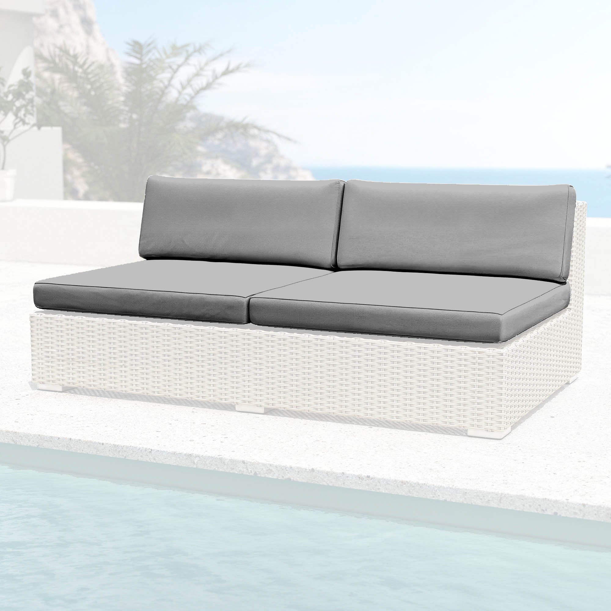 Housse de coussin pour chauffeuse 2 places Palma en gris anthracite, tissu doux et résistant, fabriquée par Meublot.