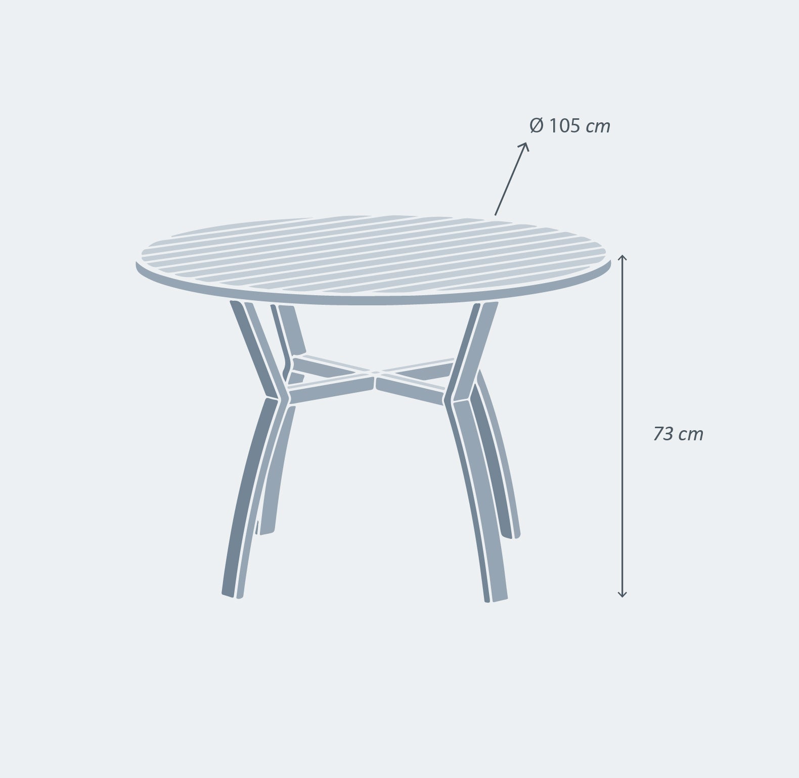 Table de jardin ronde Meublot Murano en aluminium, capacité 5 places, diamètre D105 cm, idéale pour l'extérieur.