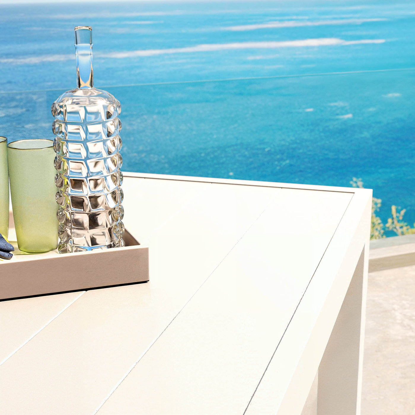 Table de jardin Murano 8 places en aluminium blanc, table extérieure rectangulaire 210x100 cm, par Meublot.