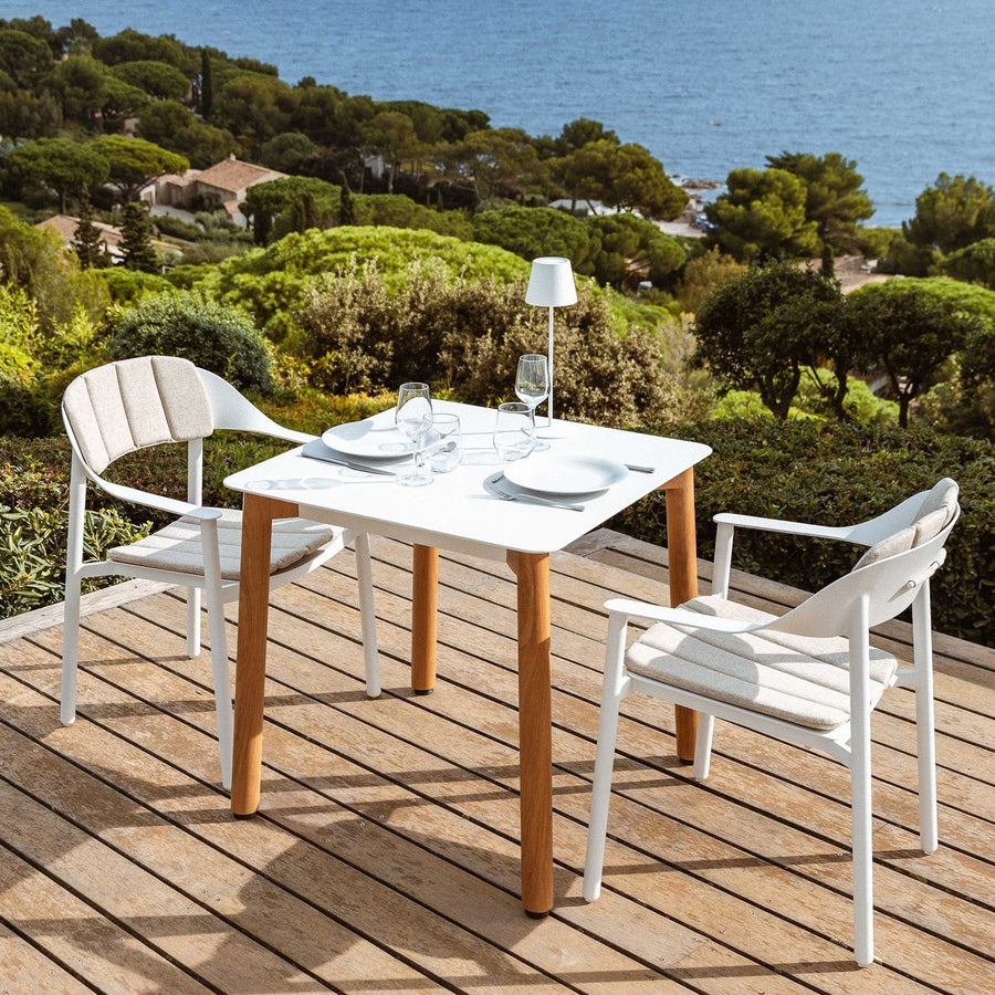 Table de jardin carrée 4 places Monte Carlo en aluminium 76X76 cm
