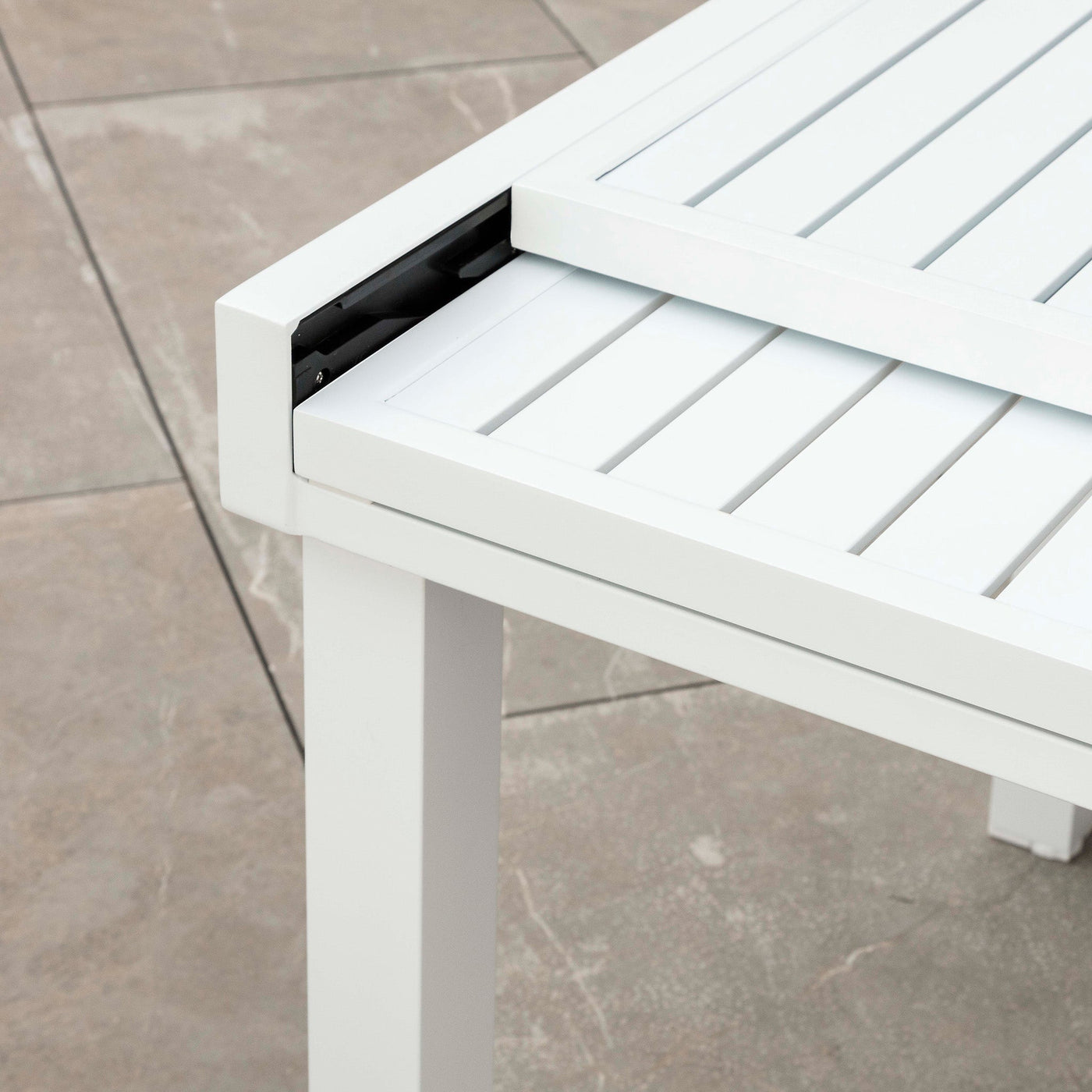 Table de jardin extensible Murano en aluminium blanc, table pour 8 personnes, dimensions 180 x 90 cm, design moderne.