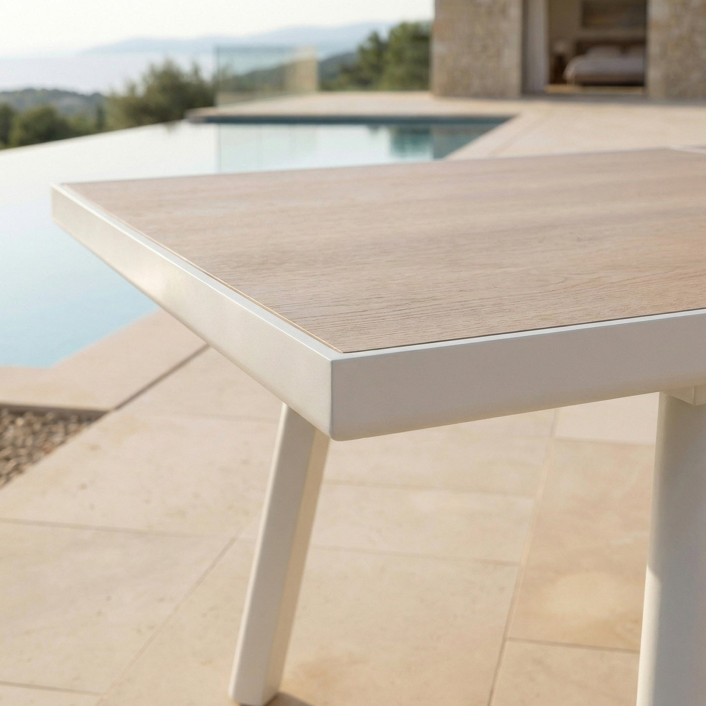 Table de jardin extensible automatique Meublot en aluminium Amalfi, table de 12 places, dimensions 240/300x96cm, moderne et résistante